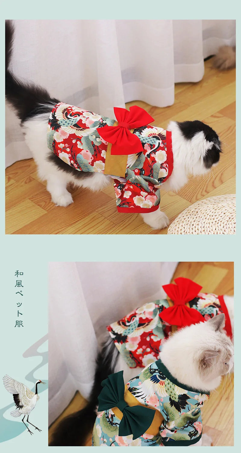 Japanese Kimono Pet Outfit - Summer Cosplay for Dogs, Cats & Shiba Inu