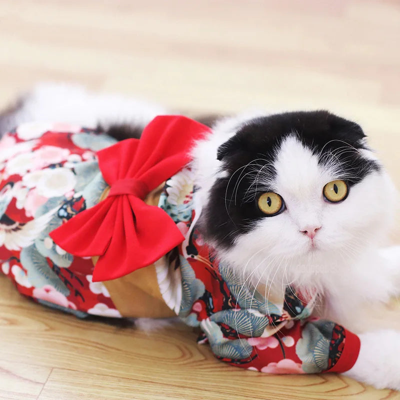 Japanese Kimono Pet Outfit - Summer Cosplay for Dogs, Cats & Shiba Inu