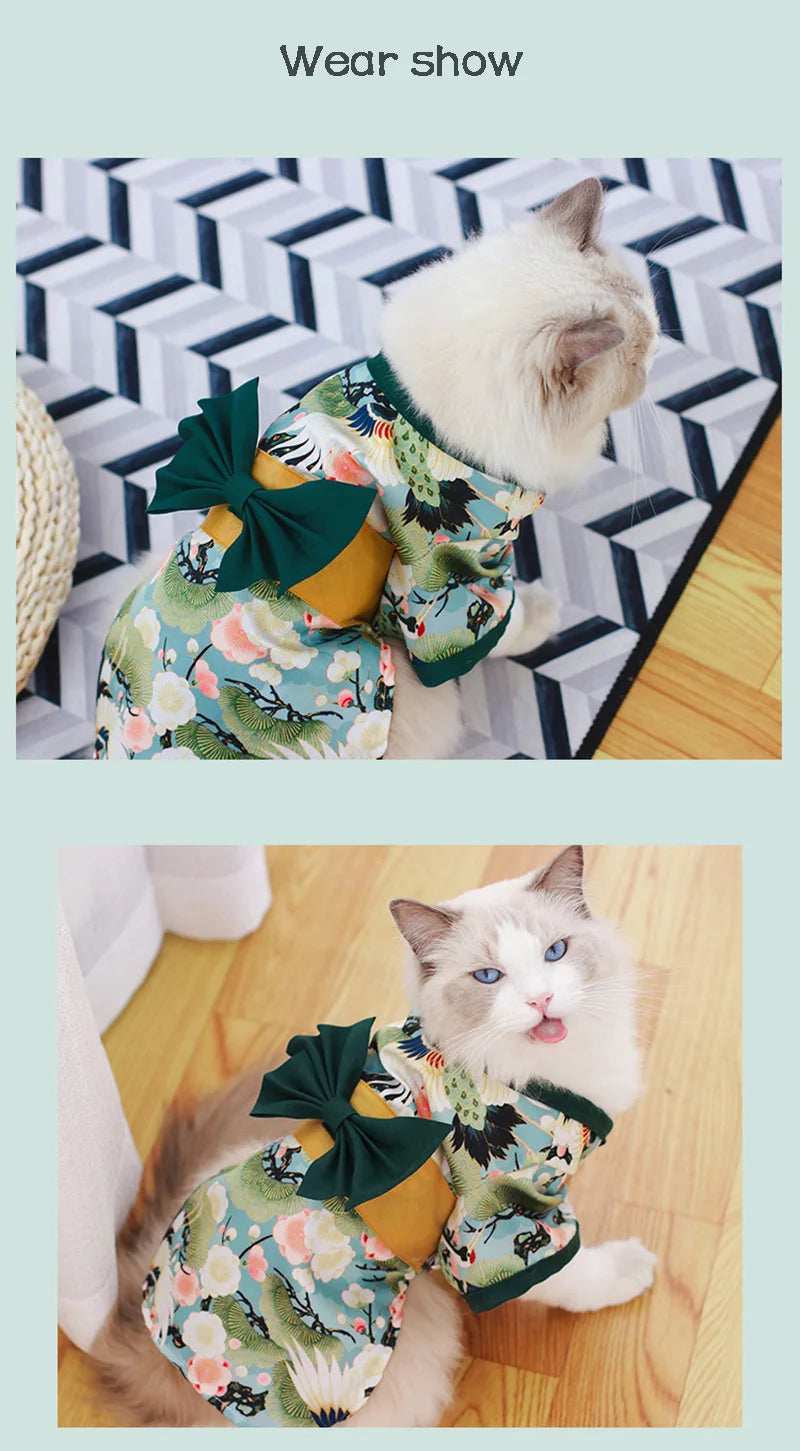 Japanese Kimono Pet Outfit - Summer Cosplay for Dogs, Cats & Shiba Inu