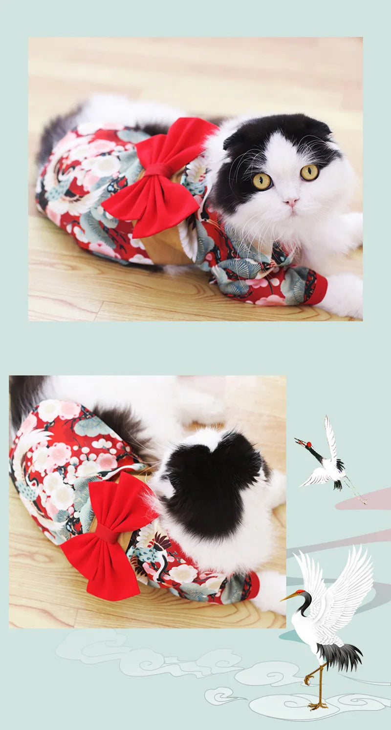 Japanese Kimono Pet Outfit - Summer Cosplay for Dogs, Cats & Shiba Inu