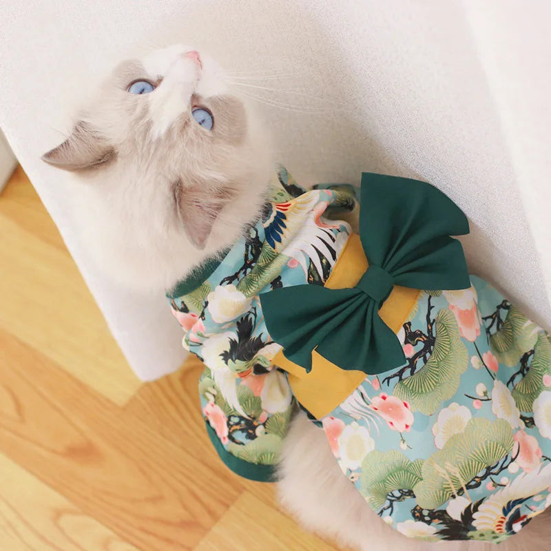 Japanese Kimono Pet Outfit - Summer Cosplay for Dogs, Cats & Shiba Inu