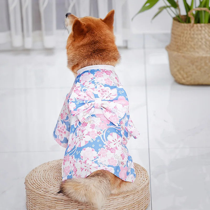 Japanese Kimono Pet Outfit - Summer Cosplay for Dogs, Cats & Shiba Inu