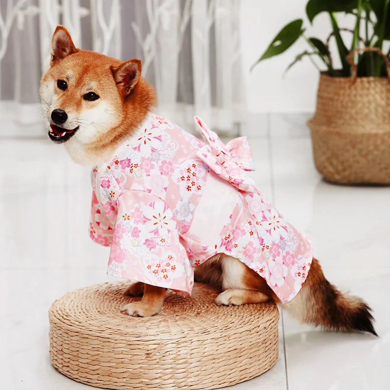 Japanese Kimono Pet Outfit - Summer Cosplay for Dogs, Cats & Shiba Inu