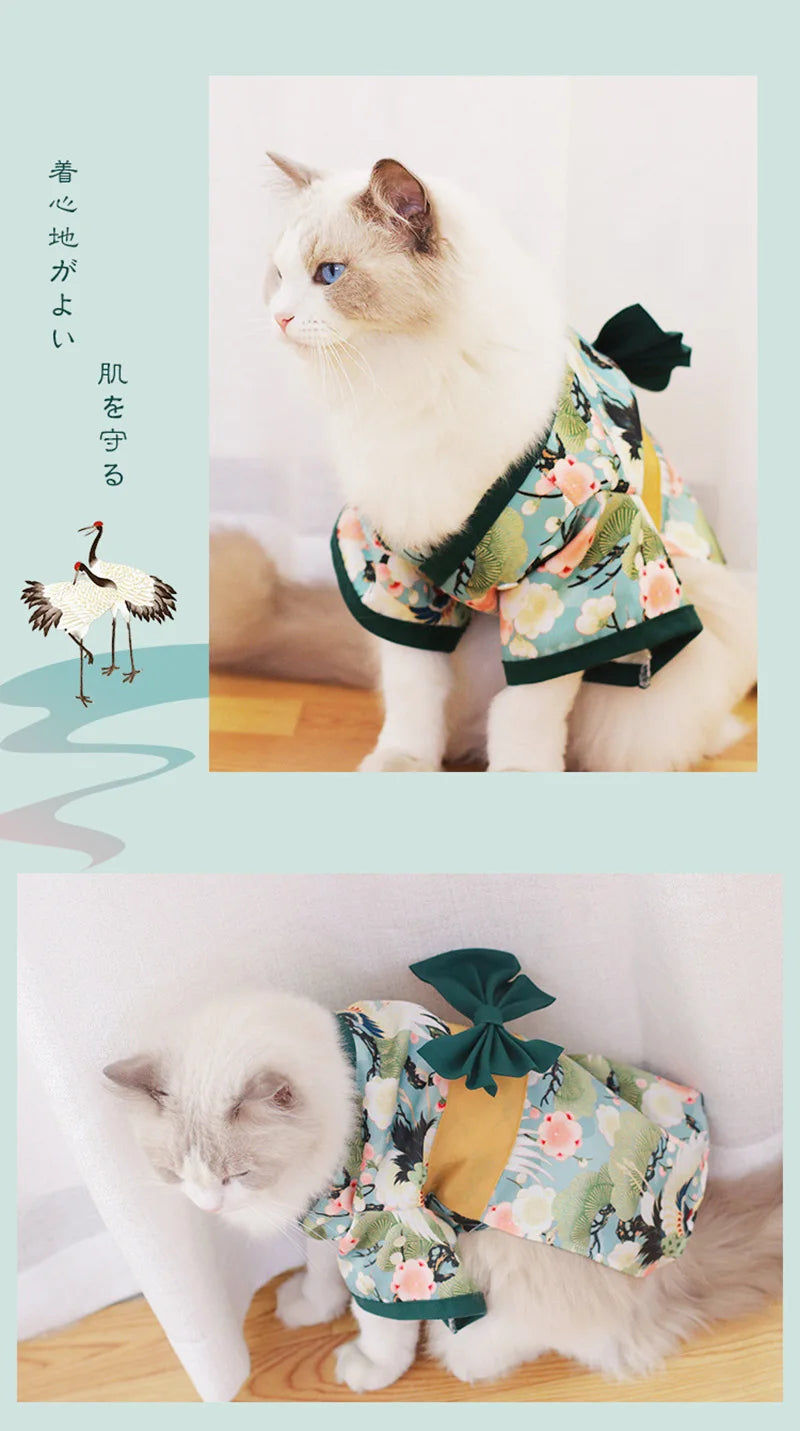 Japanese Kimono Pet Outfit - Summer Cosplay for Dogs, Cats & Shiba Inu