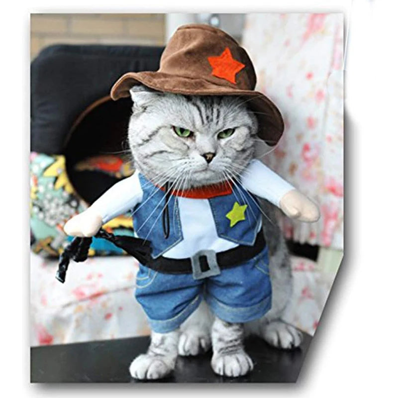 Cowboy Rider Pet Costume - Funny Halloween Outfit for Cats & Dogs