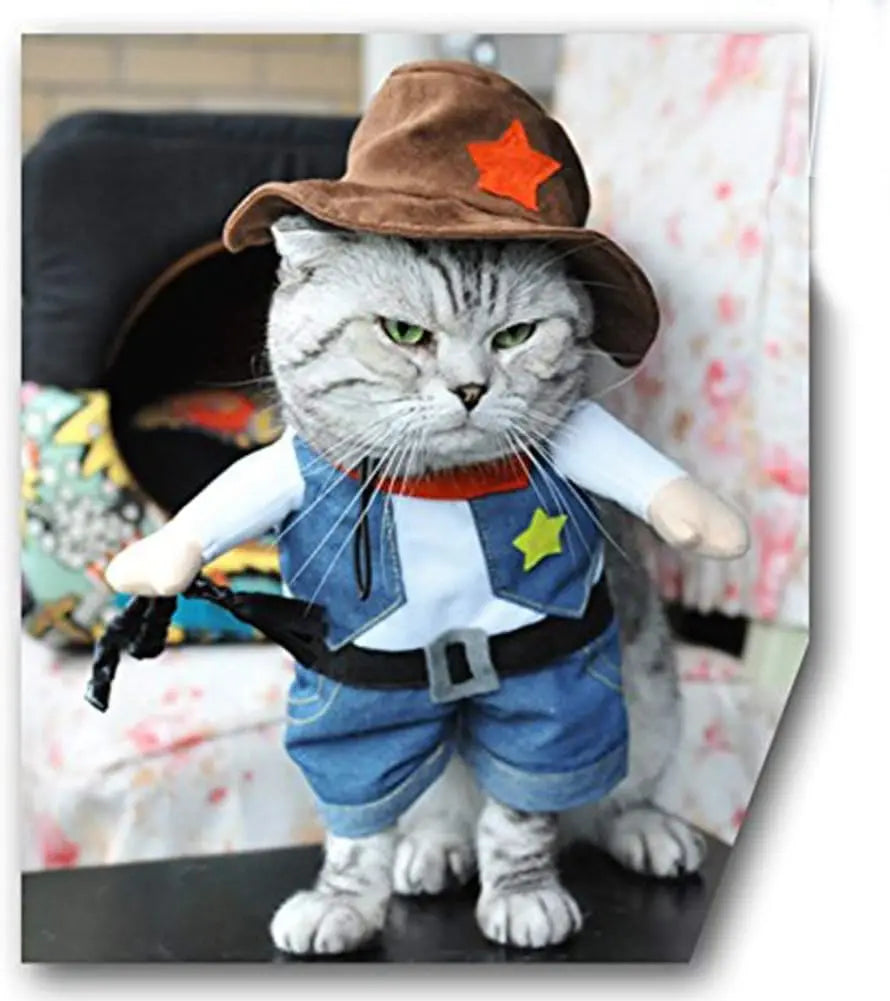Cowboy Rider Pet Costume - Funny Halloween Outfit for Cats & Dogs