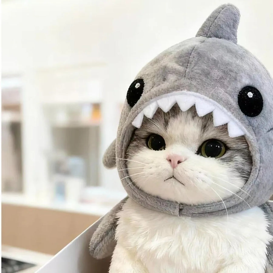 Shark Cat Hat - Funny Adjustable Cosplay Headdress for Cats & Puppies