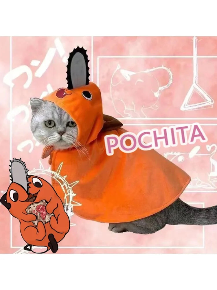 Chainsaw Man Pochita Pet Cloak - Anime Cosplay Costume for Cats & Dogs