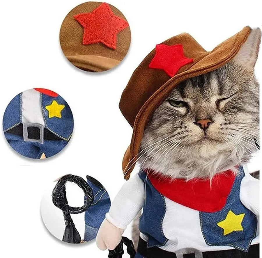 Cowboy Rider Pet Costume - Funny Halloween Outfit for Cats & Dogs