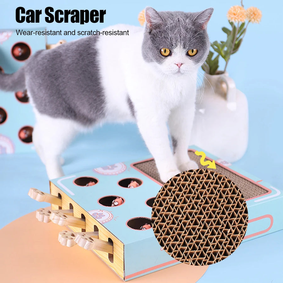 3-in-1 Cat Maze Box - Interactive Whack-a-Mole Toy with Scratcher