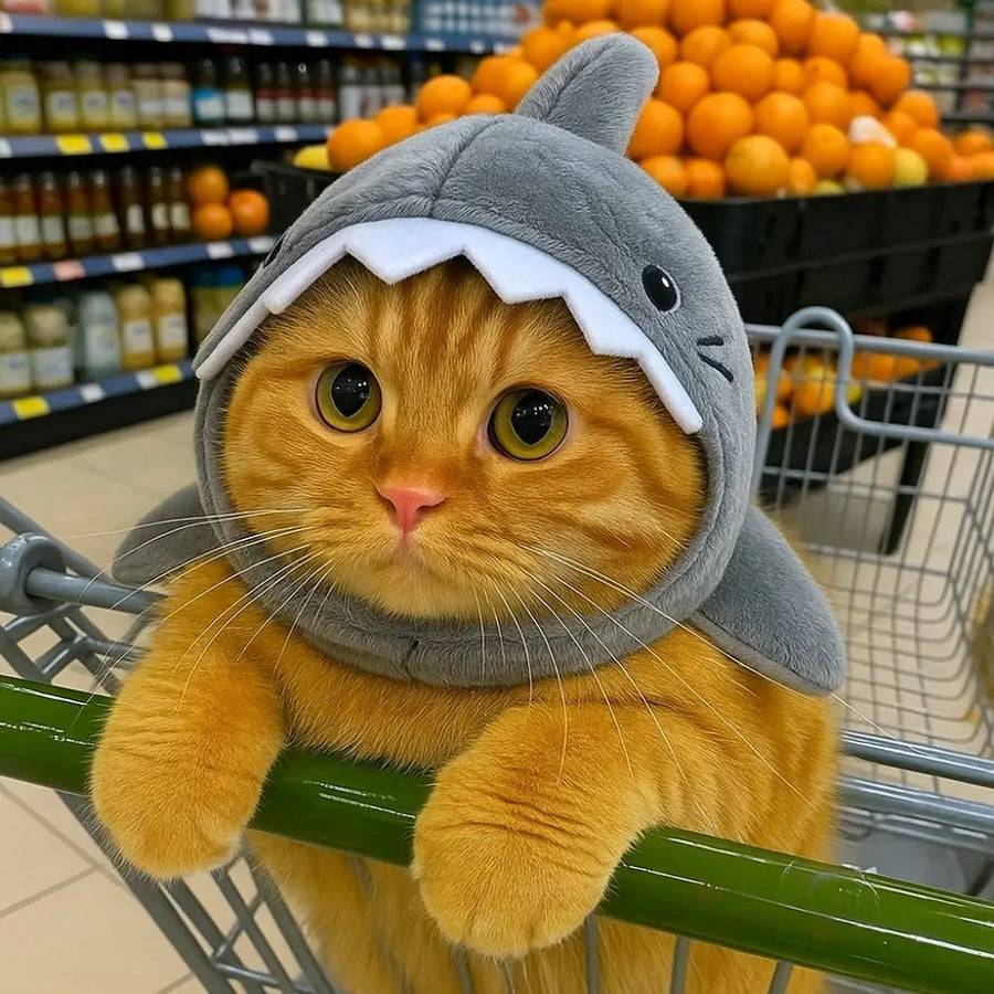 Shark Cat Hat - Funny Adjustable Cosplay Headdress for Cats & Puppies