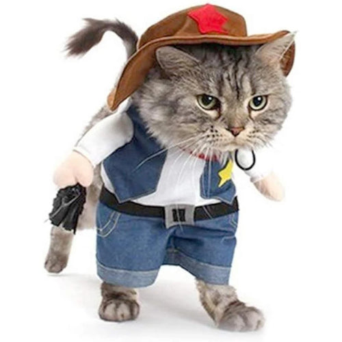 Cowboy Rider Pet Costume - Funny Halloween Outfit for Cats & Dogs