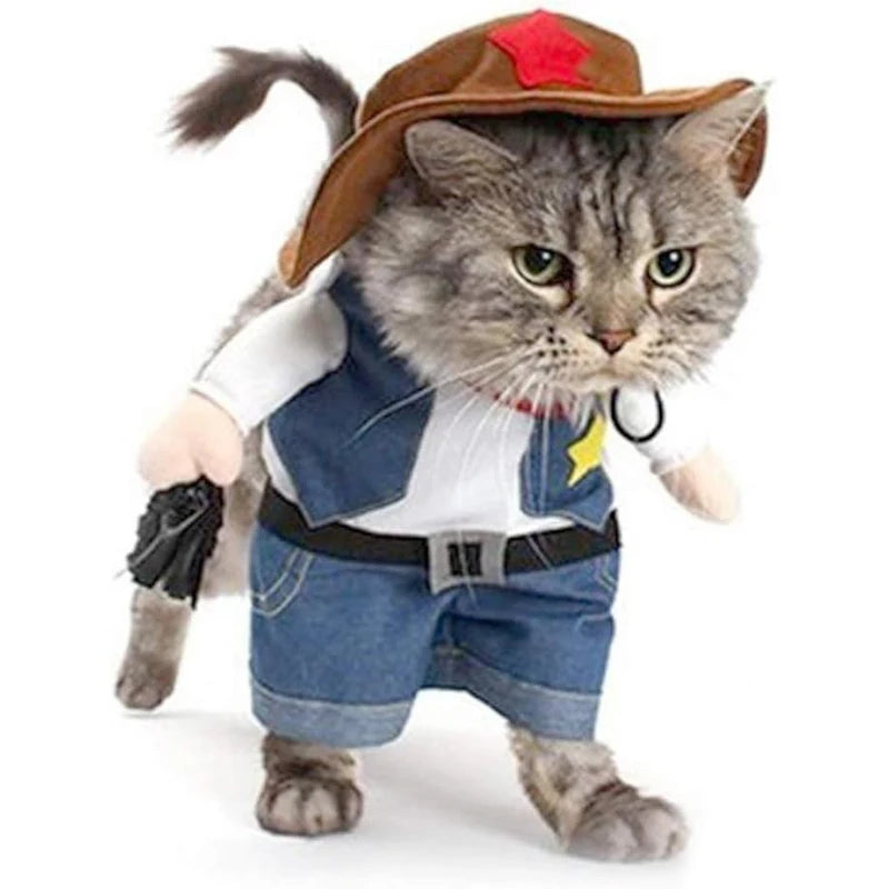 Cowboy Rider Pet Costume - Funny Halloween Outfit for Cats & Dogs