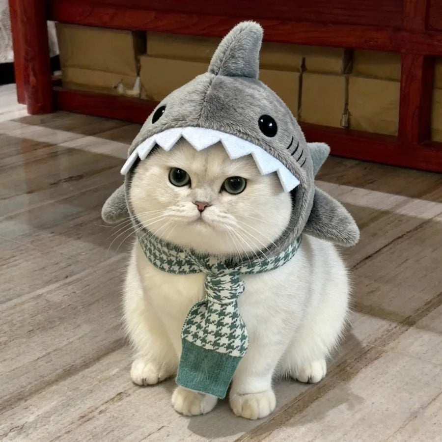 Shark Cat Hat - Funny Adjustable Cosplay Headdress for Cats & Puppies