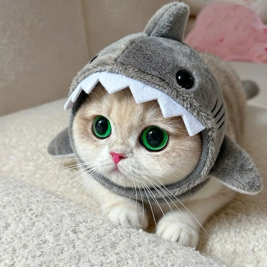 Shark Cat Hat - Funny Adjustable Cosplay Headdress for Cats & Puppies