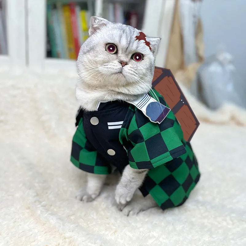 Demon Slayer Zenitsu Pet Clothing Anime Peripheral Kawaii Cats Dog Costumes Halloween Pets Cosplay Spring Summer Clothing Decor
