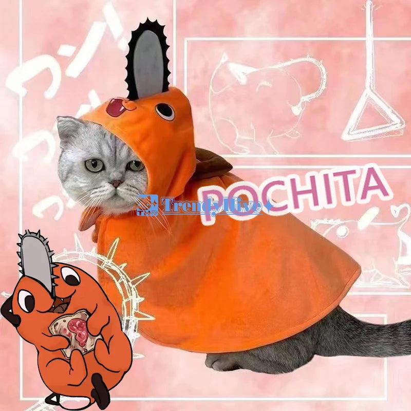 Chainsaw Man Pochita Pet Cloak - Anime Cosplay Costume for Cats & Dogs
