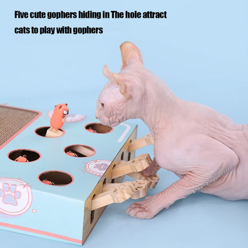 3-in-1 Cat Maze Box - Interactive Whack-a-Mole Toy with Scratcher