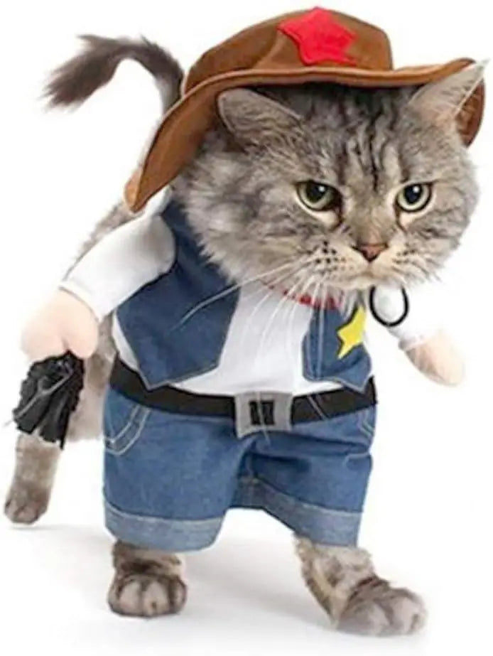 Cowboy Rider Pet Costume - Funny Halloween Outfit for Cats & Dogs