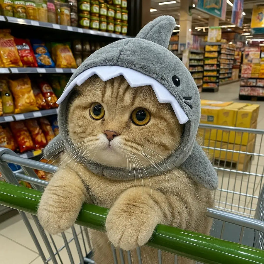 Shark Cat Hat - Funny Adjustable Cosplay Headdress for Cats & Puppies