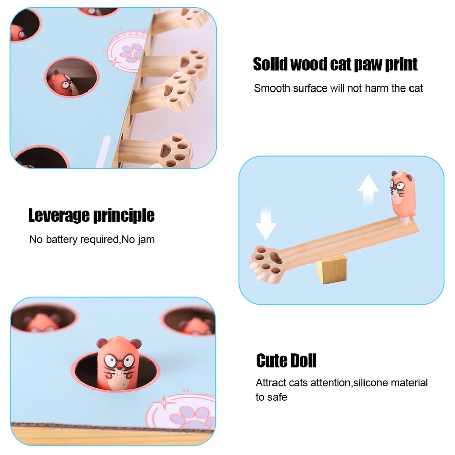 3-in-1 Cat Maze Box - Interactive Whack-a-Mole Toy with Scratcher
