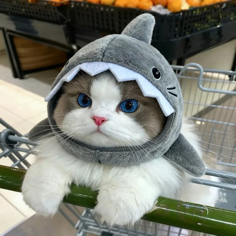 Shark Cat Hat - Funny Adjustable Cosplay Headdress for Cats & Puppies